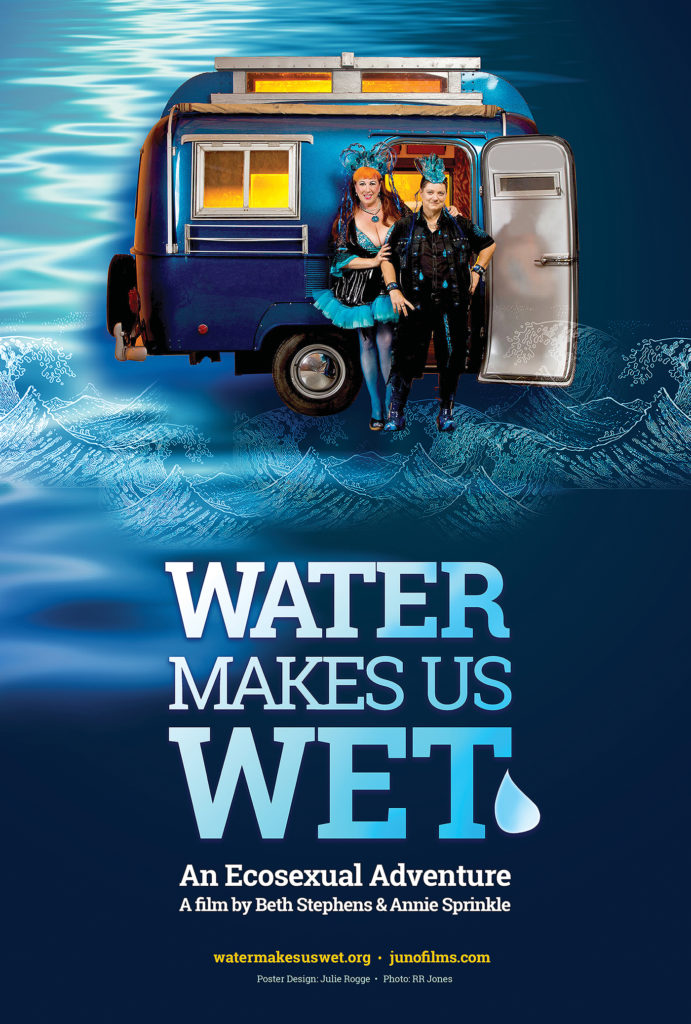 Film poster showing Beth Stephens and Annie Sprinkle and water